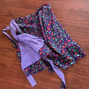 Colorful Polka Dot and Purple woman’s wrap skirt to wear all different ways!